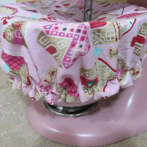 Kitchenaid Bowl Cover, Reversible Gingerbread Houses, Pink Glitter Fabric